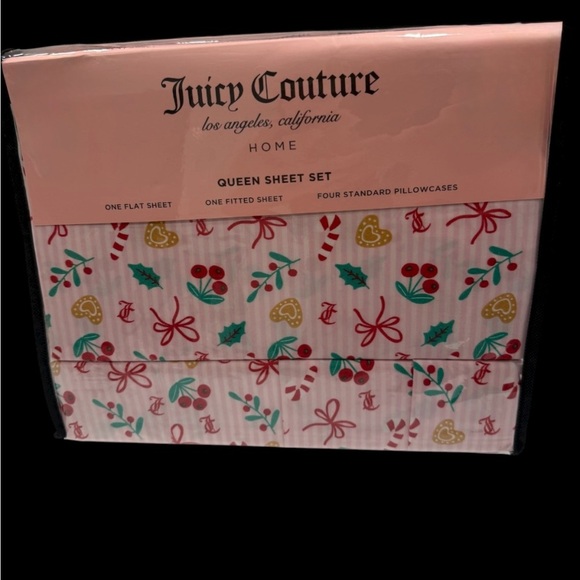 Juicy Couture Festive Queen Sheet Set NWT - Picture 1 of 3
